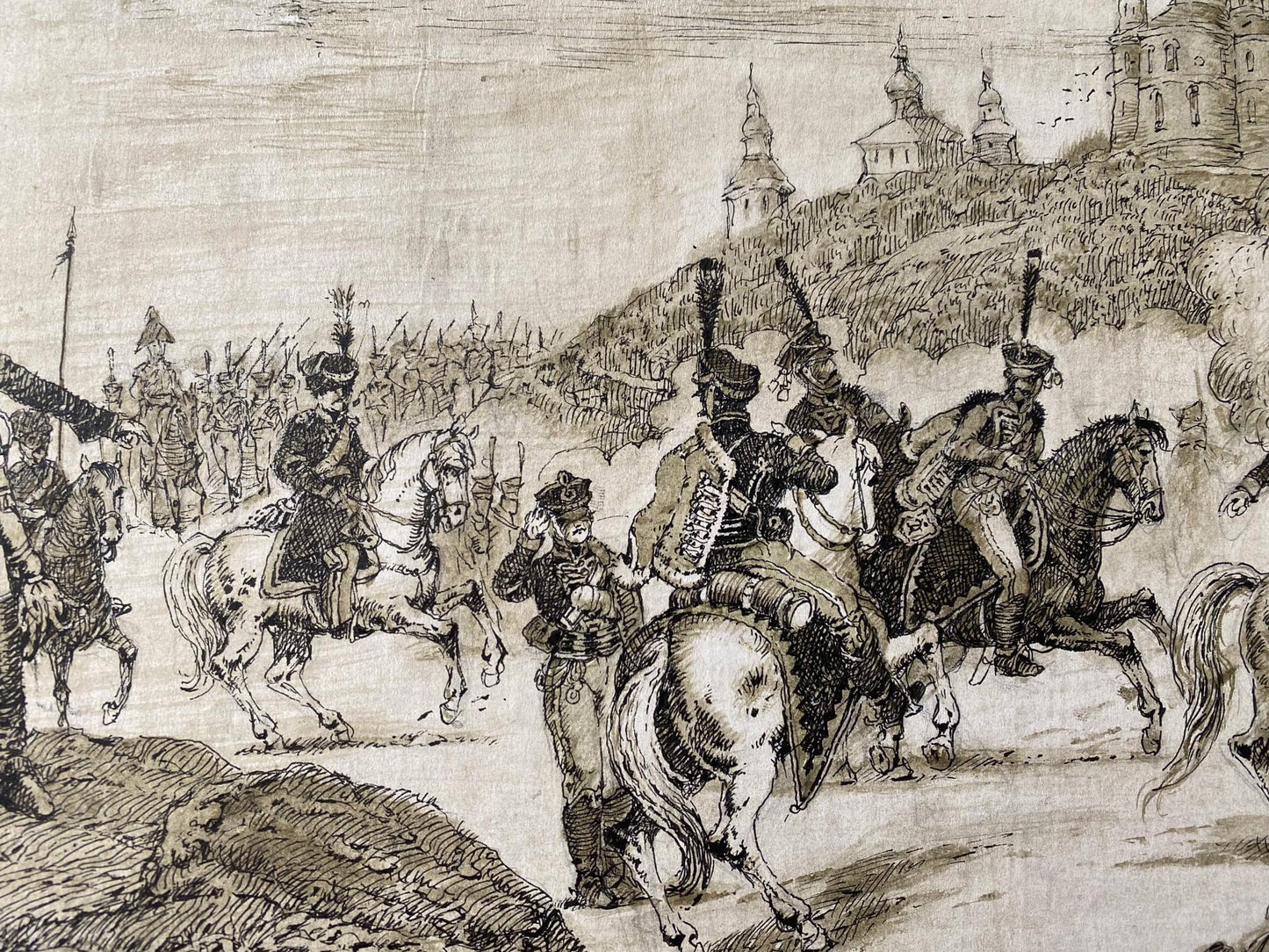 Ink, painting Battle of Smolensk Litvinov Oleg Arkad'yevich