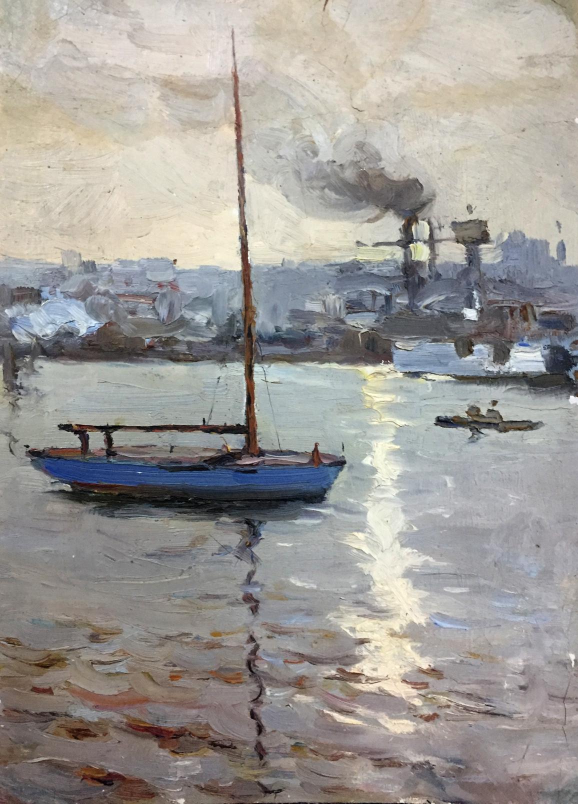 Oil painting Boat port  Novikovsky Vladimir Ogeevich