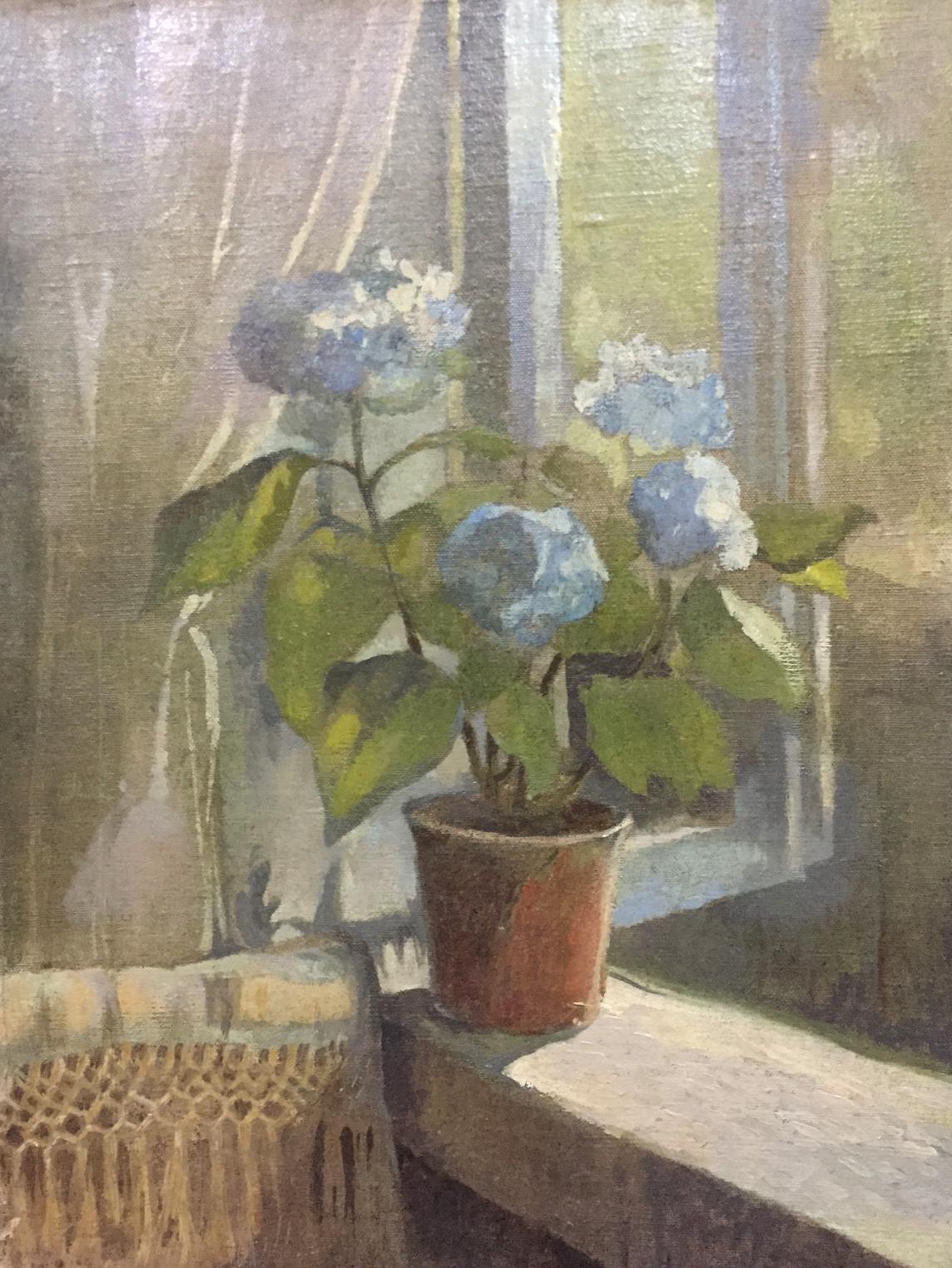 Oil painting Flower on the windowsill Seleznev Vladimir Pavlovich