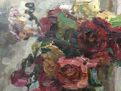 Oil painting Still life of roses Kurnakov Georgy Vasilievich