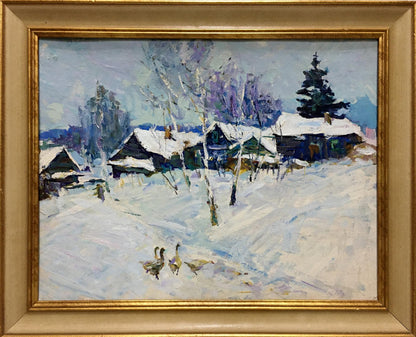 Oil painting Winter landscape Petrov Ivan Semenovich