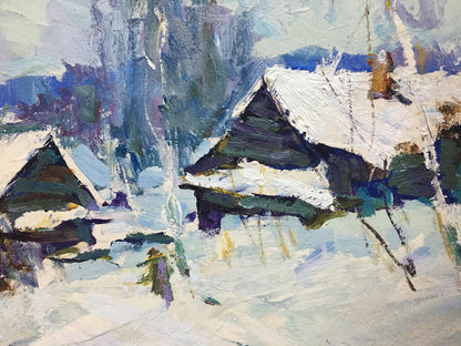 Oil painting Winter landscape Petrov Ivan Semenovich