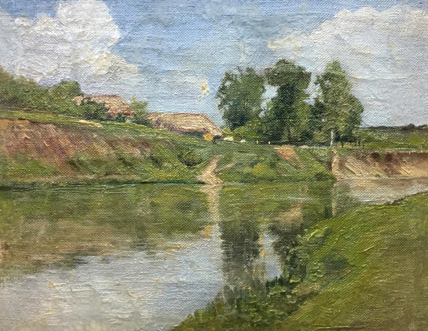 Oil painting River bay 