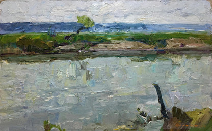 Oil painting River landscape Zakharov Fedor Zakharovich