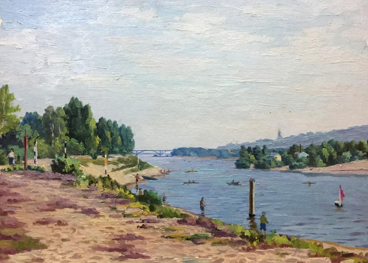 Oil painting Rest by the river Leonid Konstantinovich Kudryavtsev
