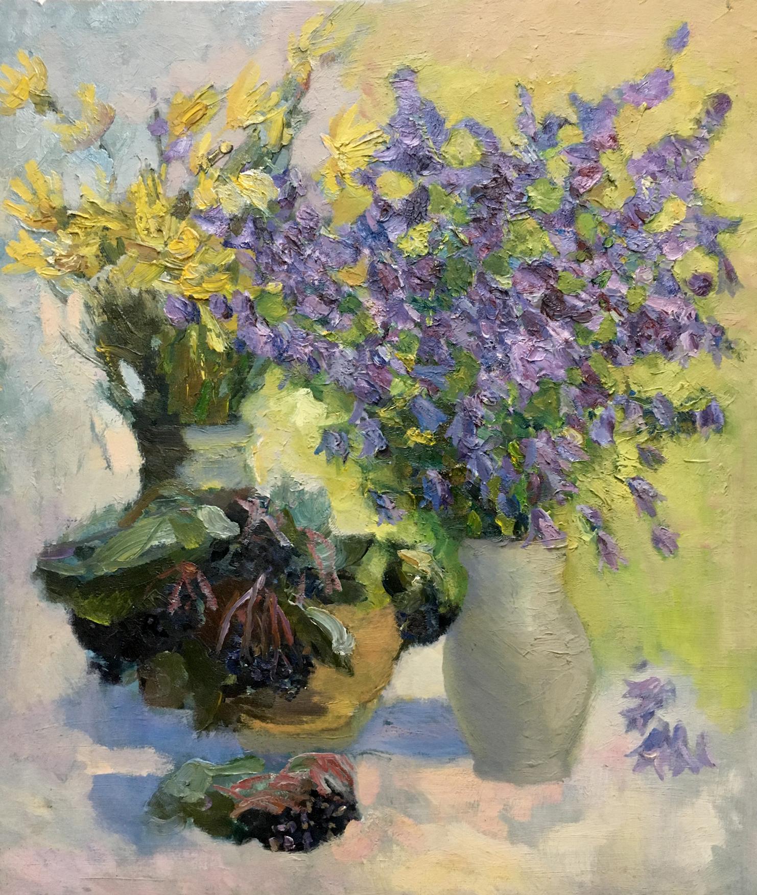 Oil painting Lilac and daisies  D. Varikutsa