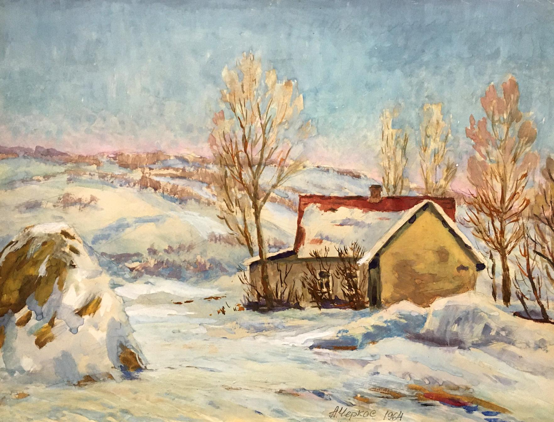 Gouache painting Winter has come Cherkas A.G.
