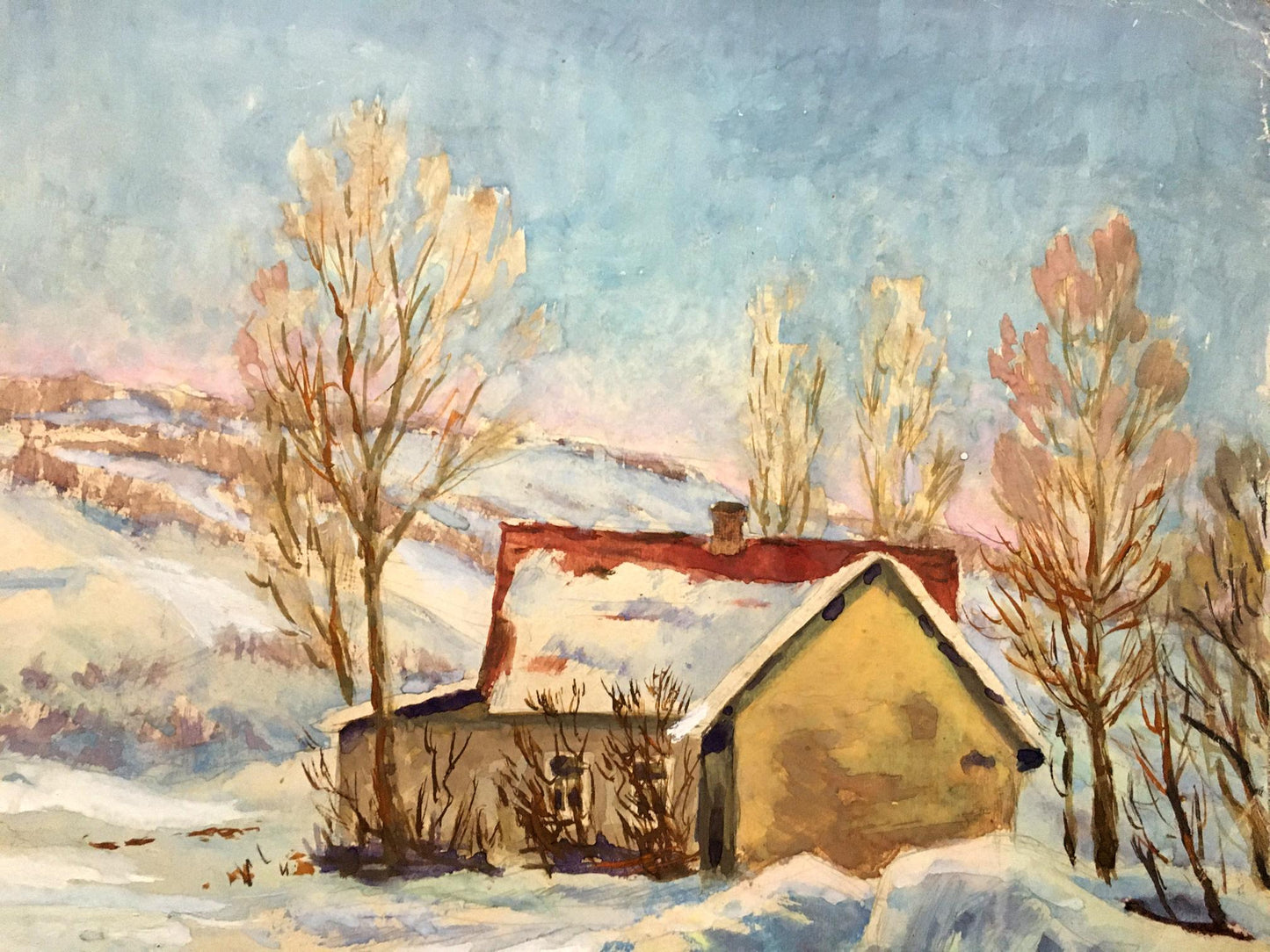 Gouache painting Winter has come Cherkas A.G.