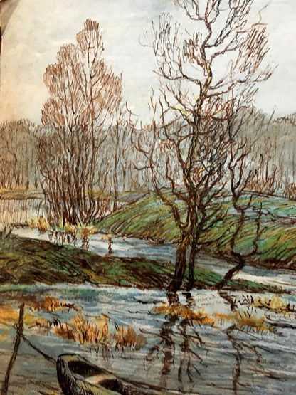 Watercolor painting River walk Cherkas A.G.