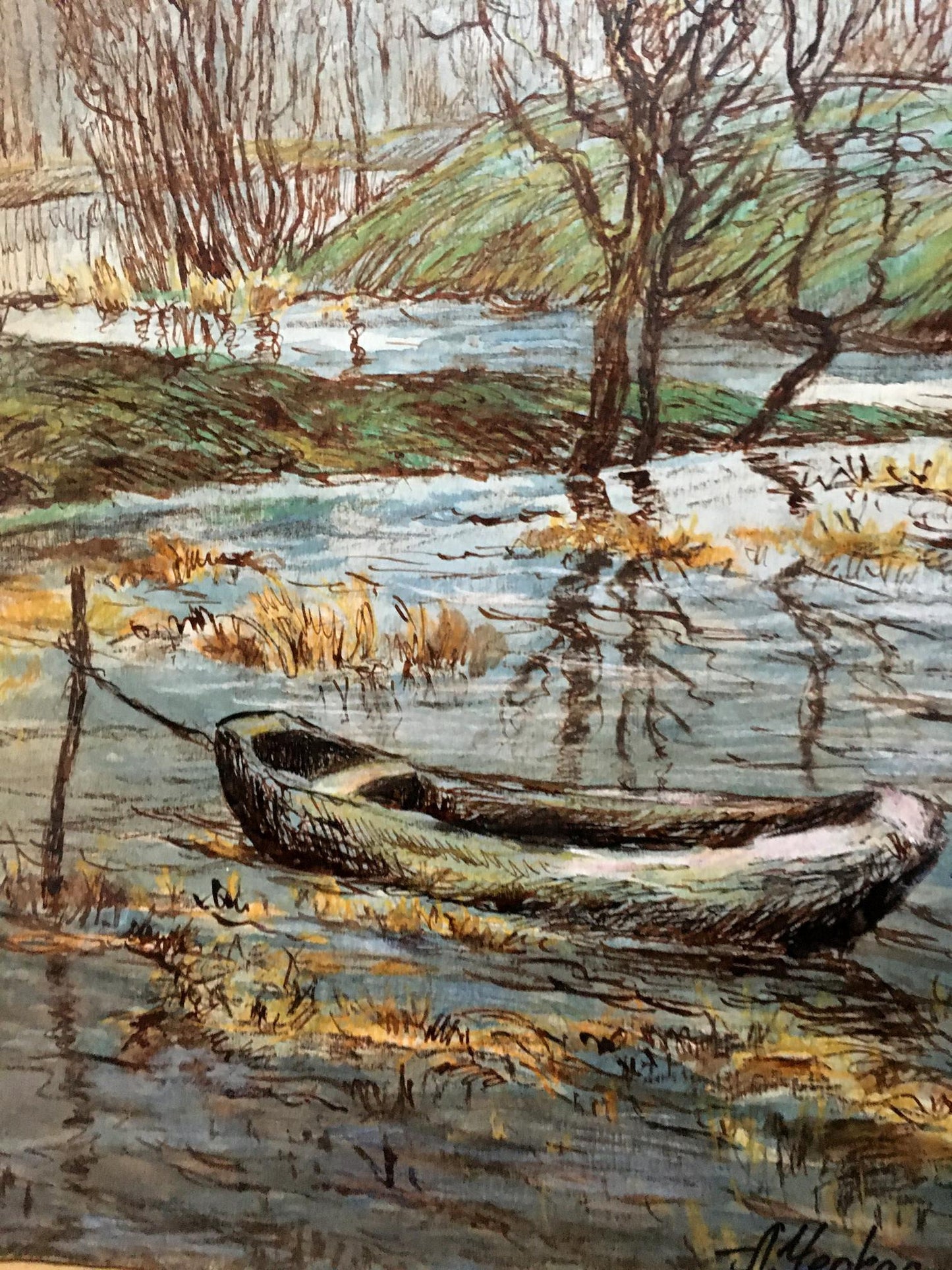 Watercolor painting River walk Cherkas A.G.