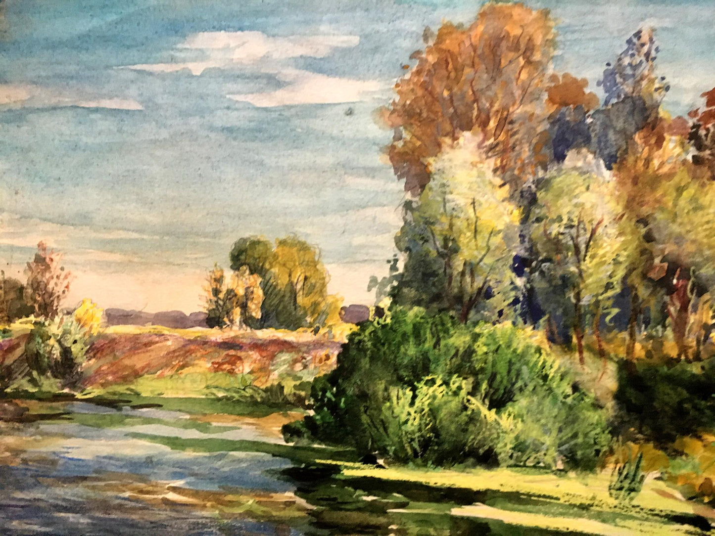 Watercolor painting Lake by the path Cherkas A.G.