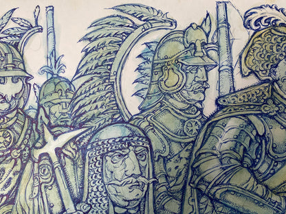 Ink painting Taras Bulba and the Hussars Oleg Litvinov