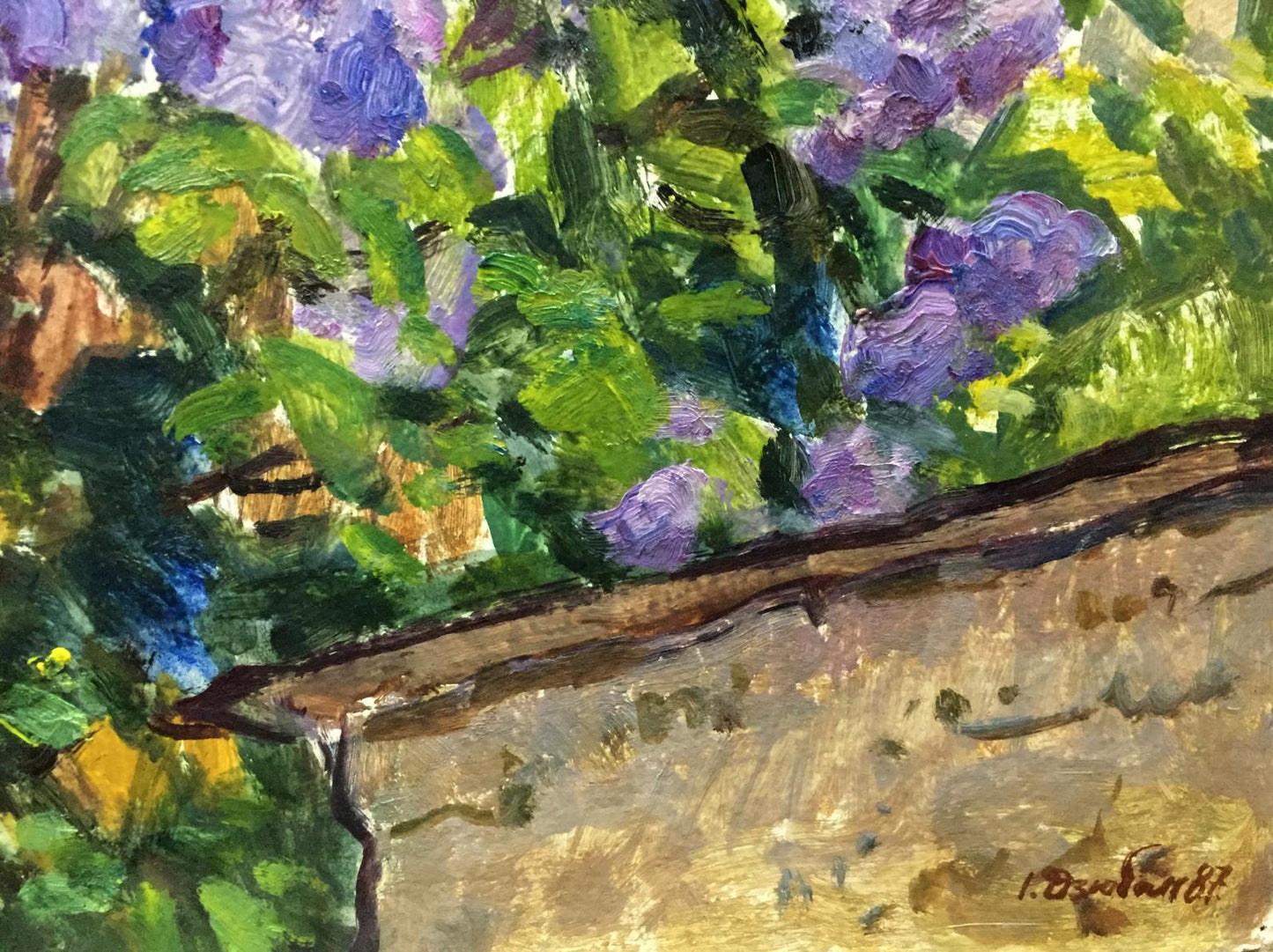 Lilac near the dwelling of Ivan Feodosievich Dziuban, captured in oil painting