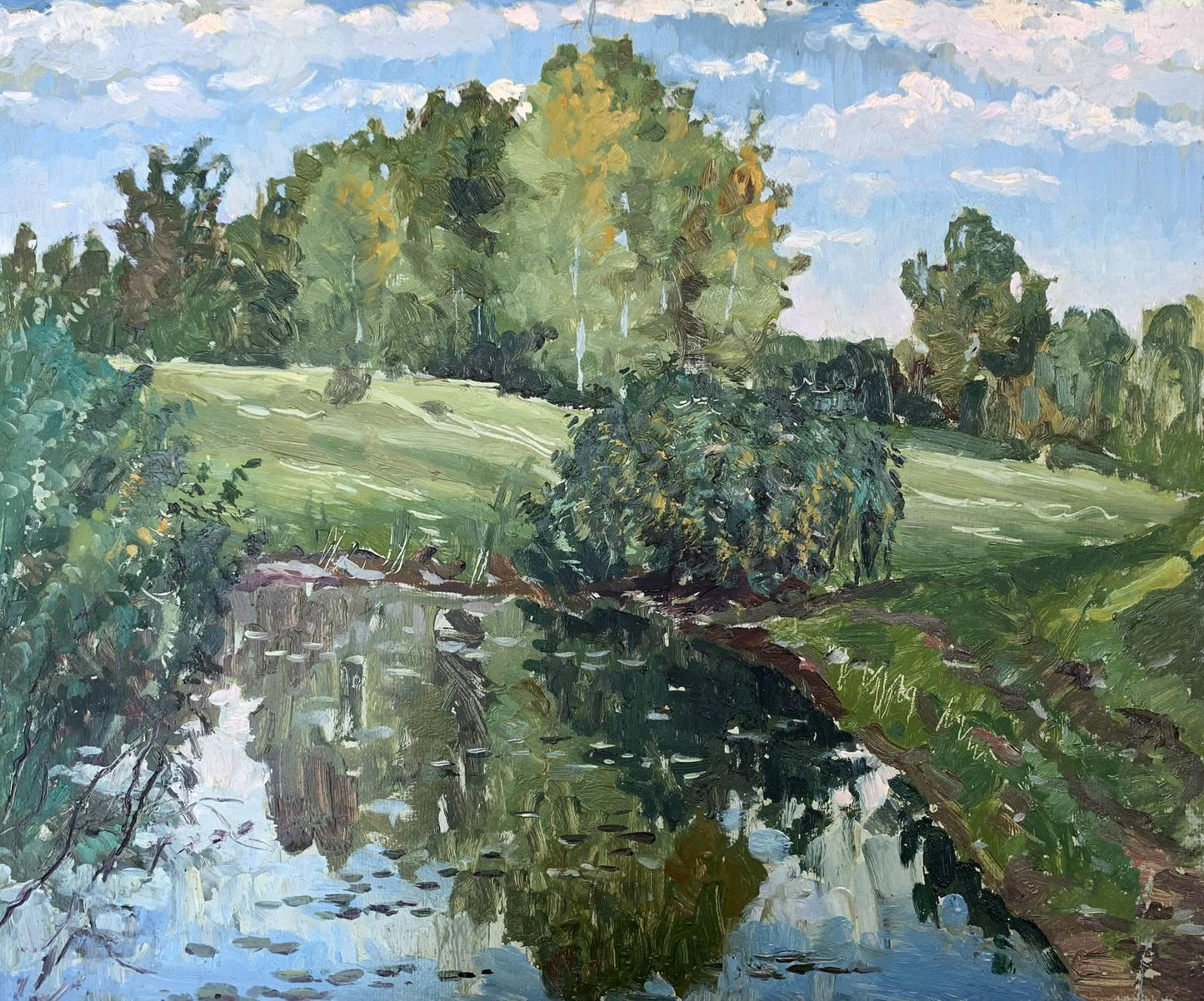 Oil painting Lake by the forest A. G. Cherkas