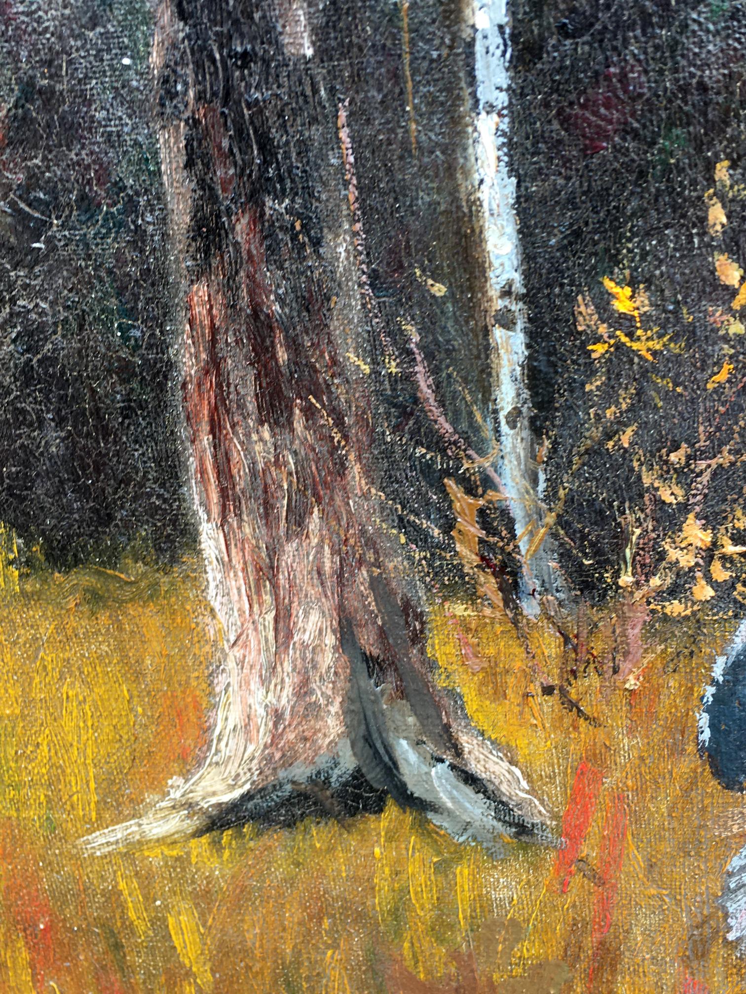 Oil painting of a fallen tree