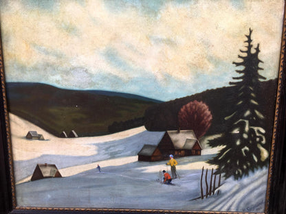 Oil painting Skiers K. Siegmund