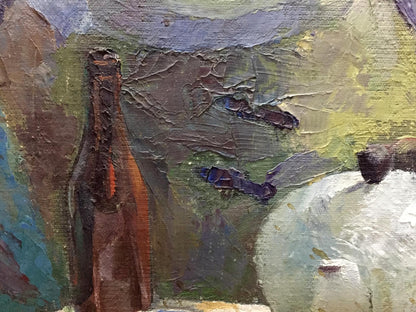 Oil painting Food and drinks on the table