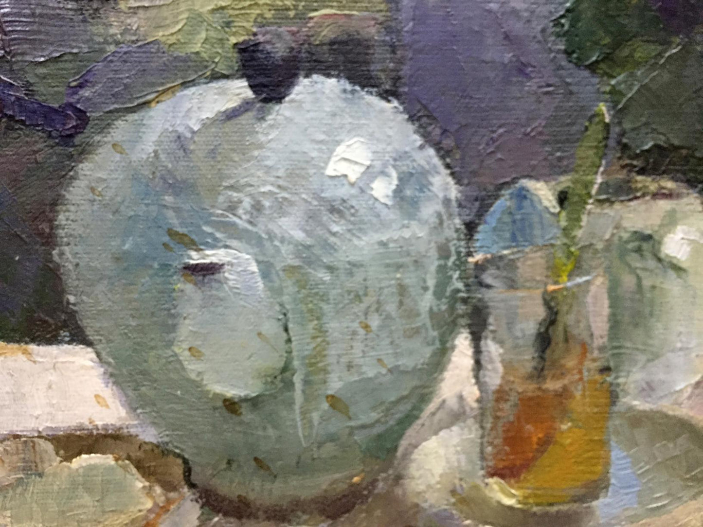 Oil painting Food and drinks on the table