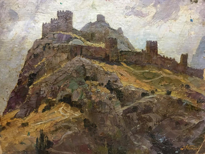 Double oil painting Landscapes. Castle