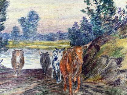 Colored painting Walked by the river A. G. Cherkas
