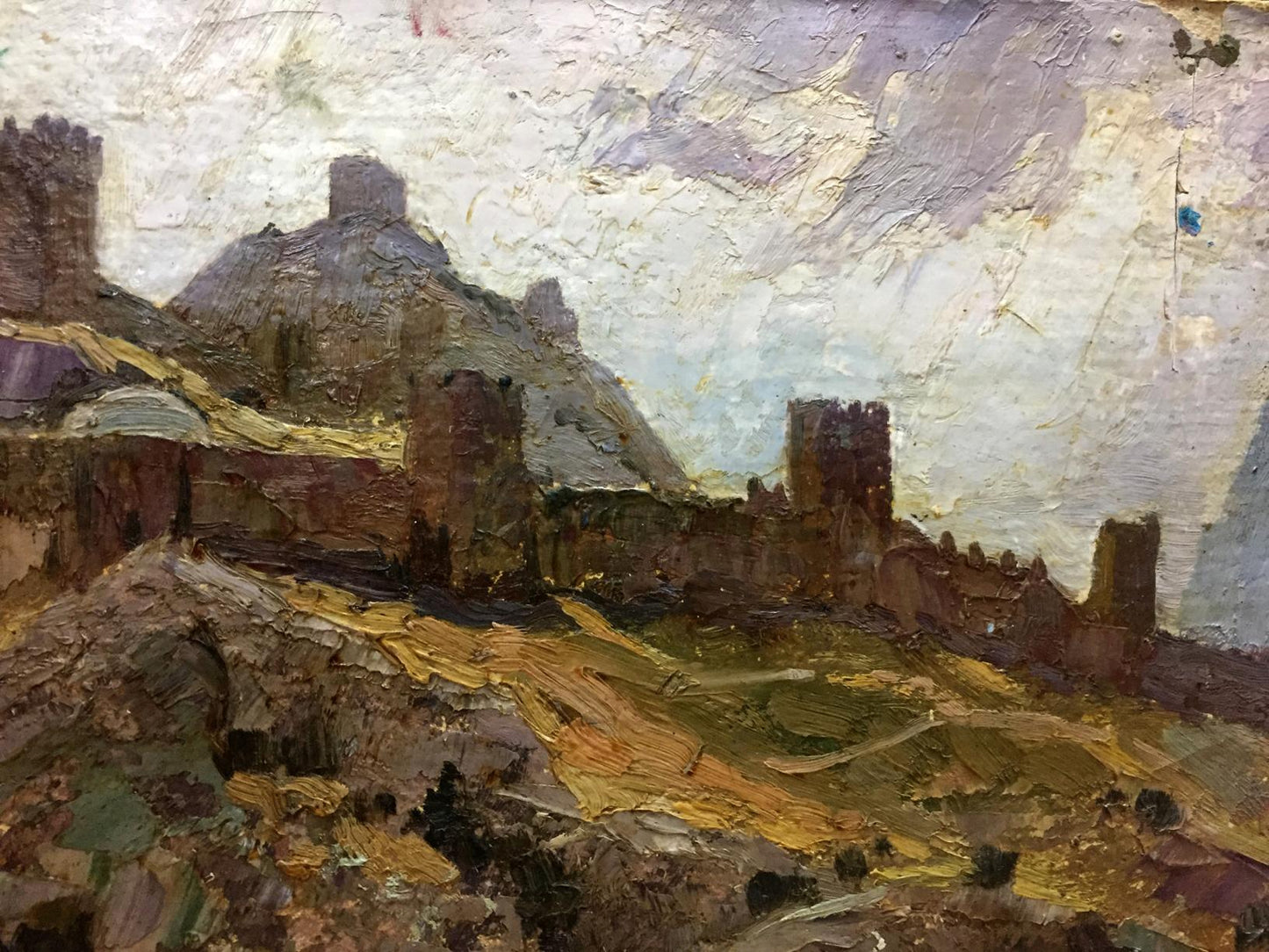 Double oil painting Landscapes. Castle