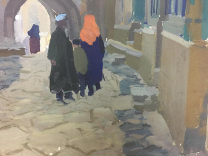 Watercolor painting Walk the streets Akinshin Mikhail Vasilievich