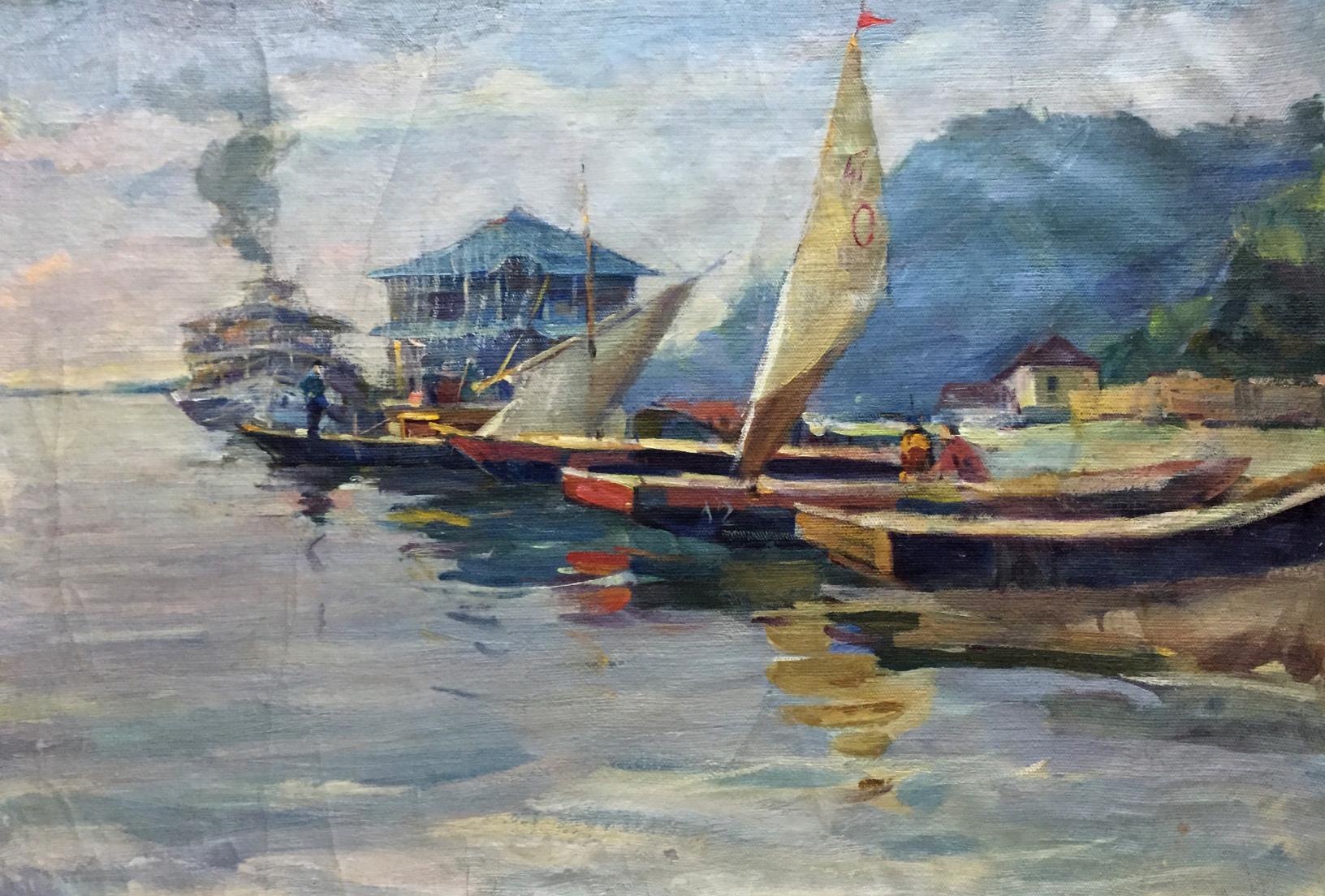 Oil painting Boat port