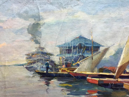 Oil painting Boat port