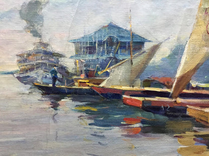Oil painting Boat port
