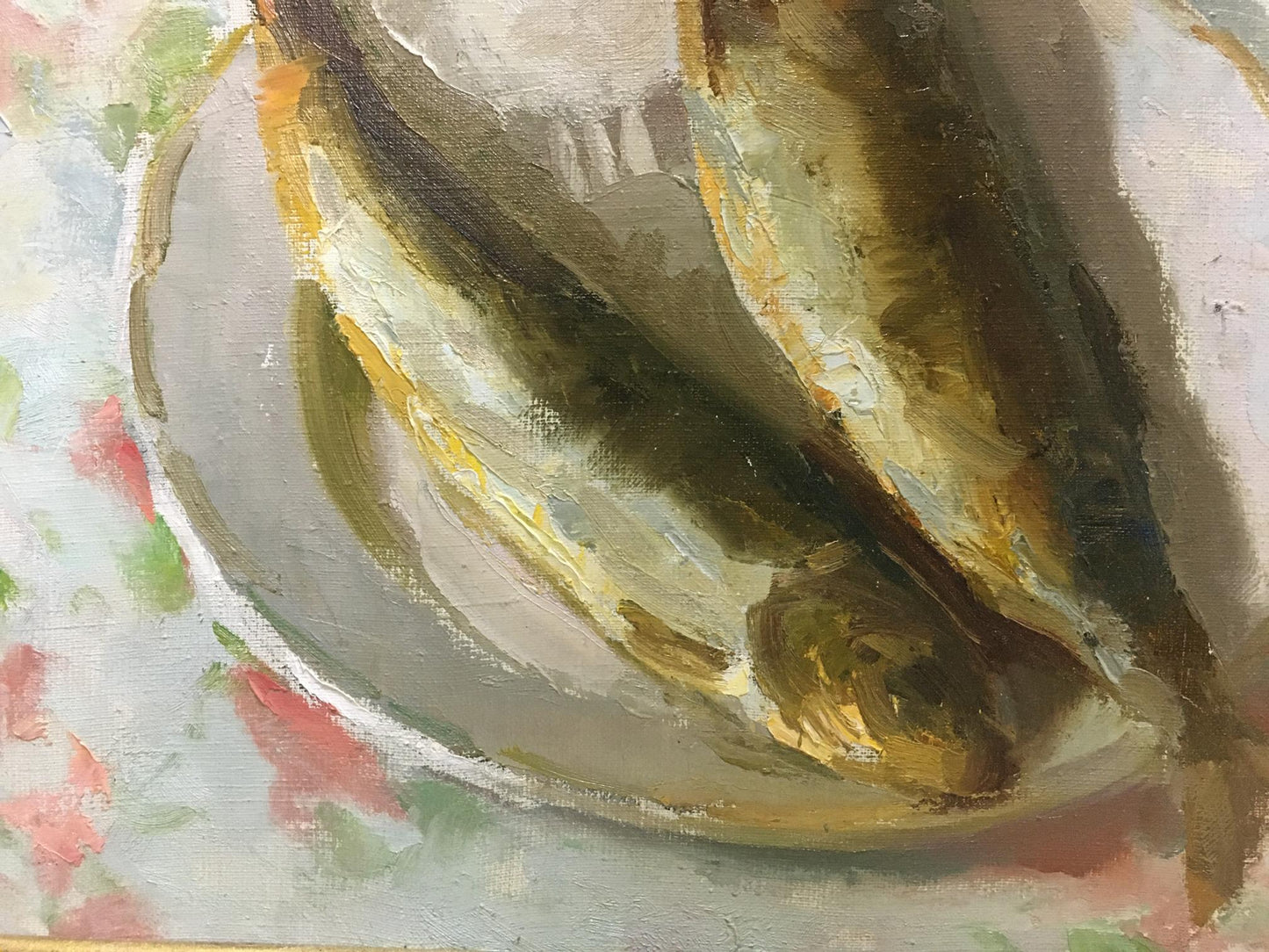 Oil painting Still life with salmon Smirnov Valentin Sergeevich