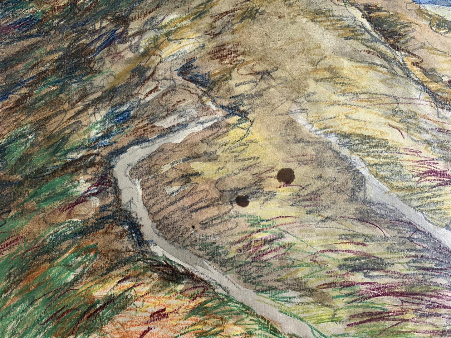 Colored pencils painting The hills A. G. Cherkas