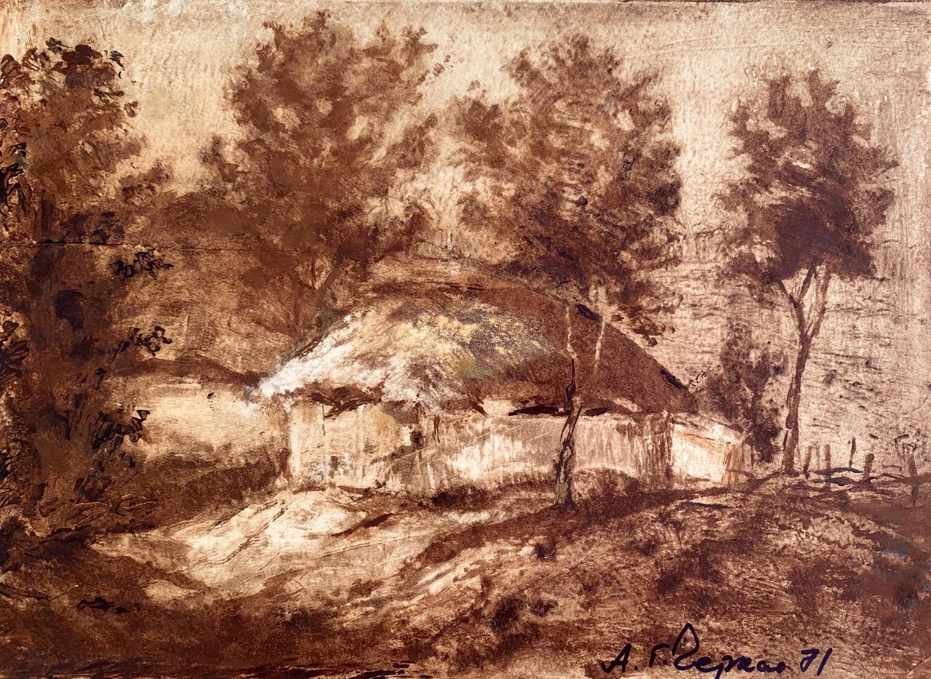 Sepia painting One morning A. G. Cherkas