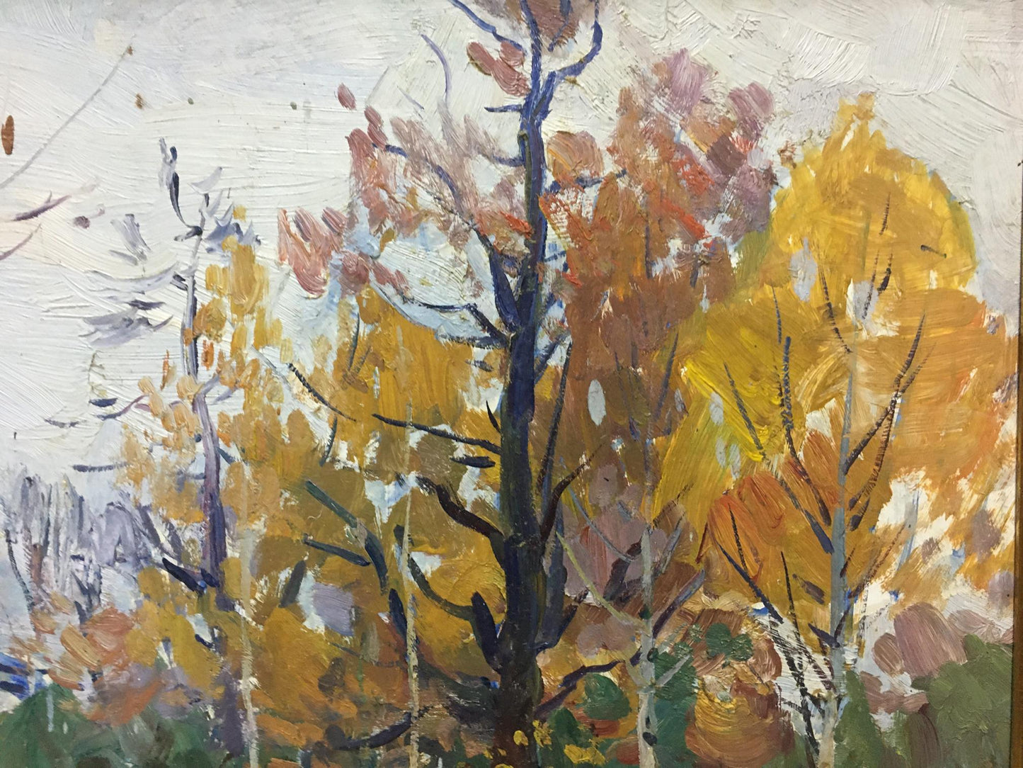 Oil painting Autumn in a birch forest Moses Gantman