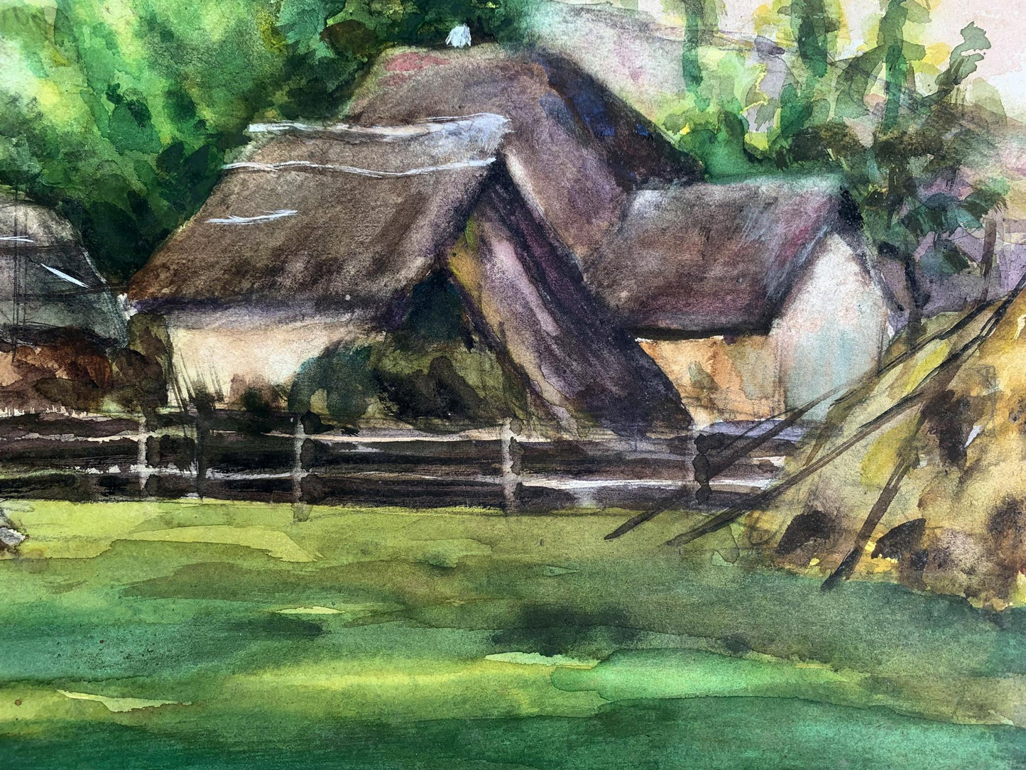 Watercolor painting Cozy village A. G. Cherkas