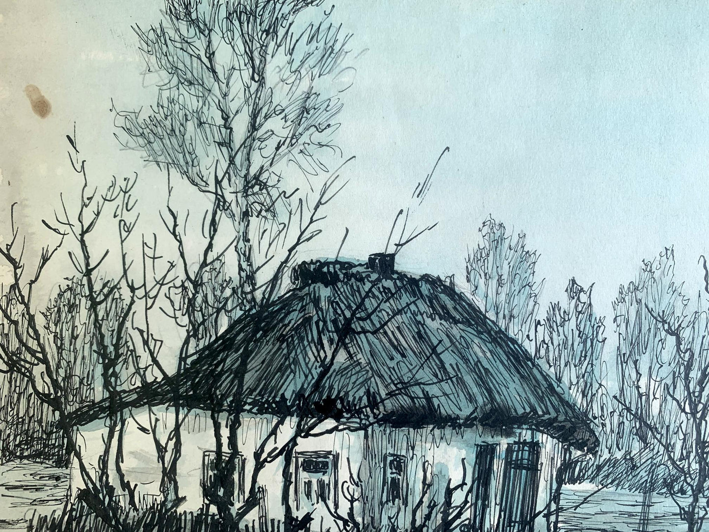 Ink painting Houses after the rain A. G. Cherkas