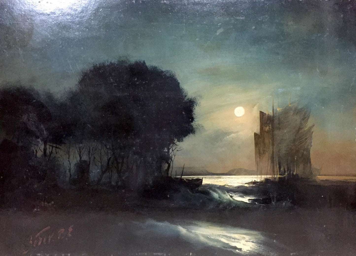 Oil painting Night on the beach Zebek Vladimir Evgenievich