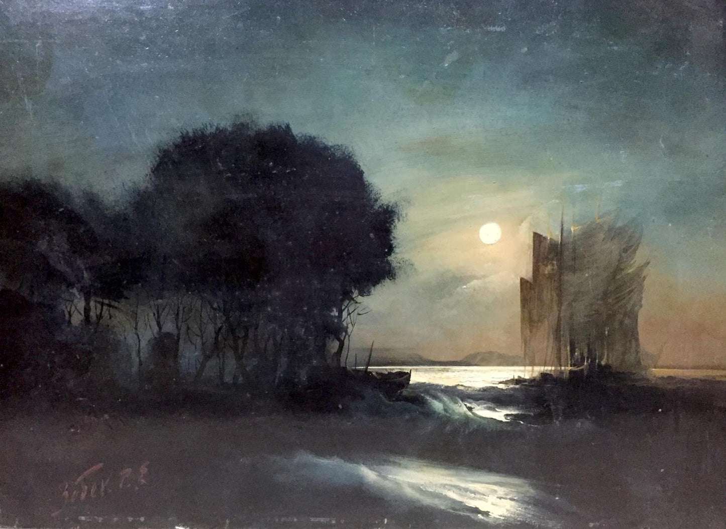 Oil painting Night on the beach Zebek Vladimir Evgenievich