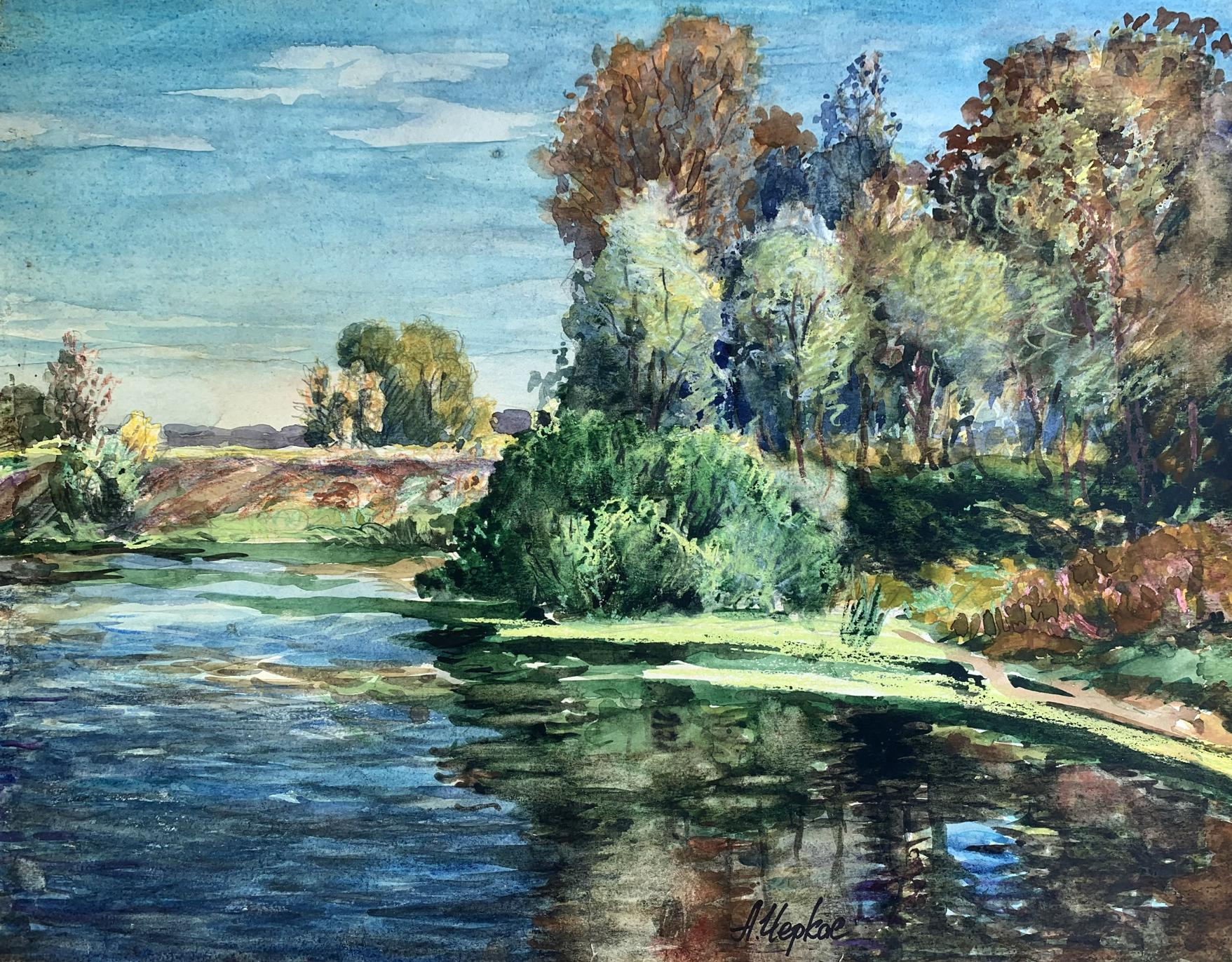 Watercolor painting Forest park A. G. Cherkas