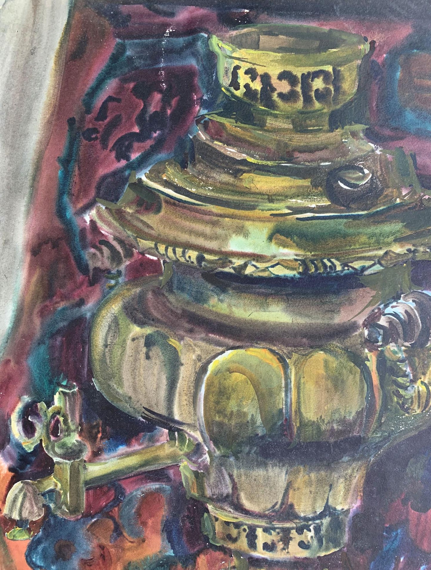 Watercolor painting Teapot on the table Palazhchenko Irina