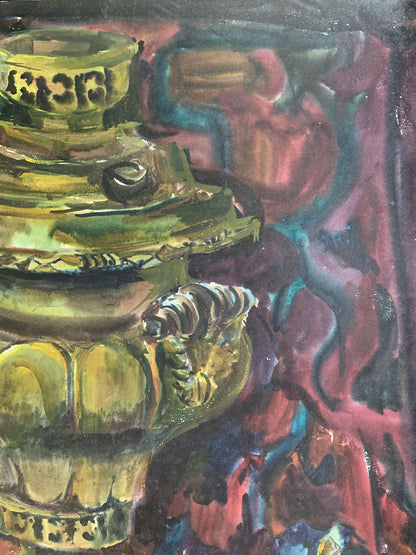 Watercolor painting Teapot on the table Palazhchenko Irina