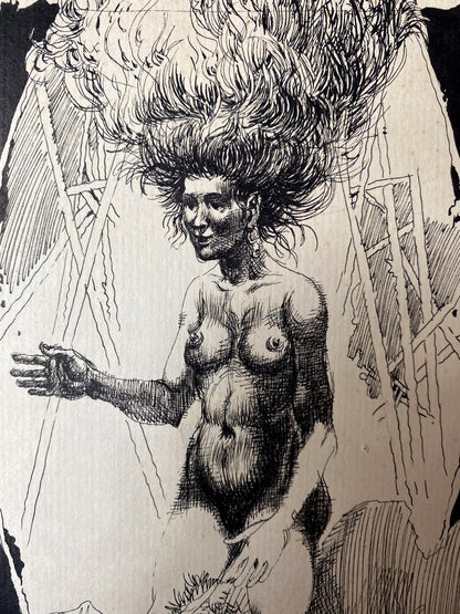 ink nude girl painting