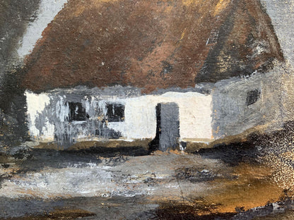 The oil painting by Alexander Khorov showcases a scenic landscape with a house
