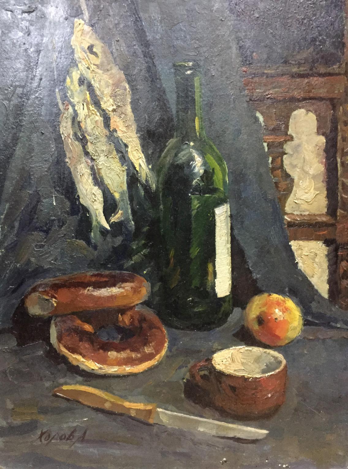 Oil painting Still life with bagels Khorov Alexander