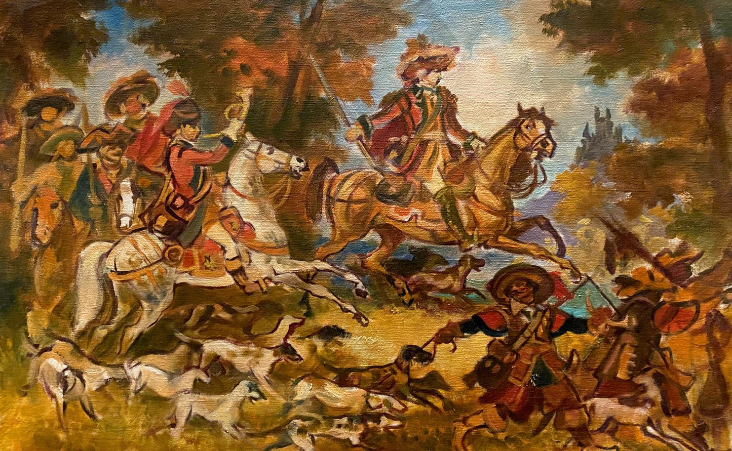 Oil painting Hunting Alexander Arkadievich Litvinov