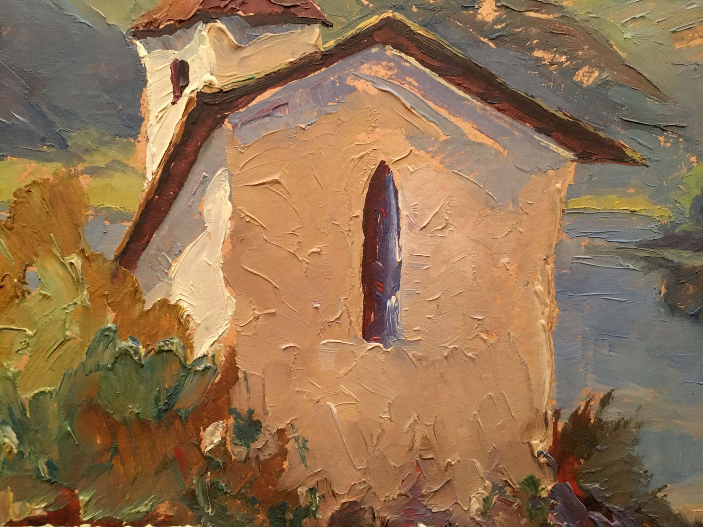 Oil painting Church by the river