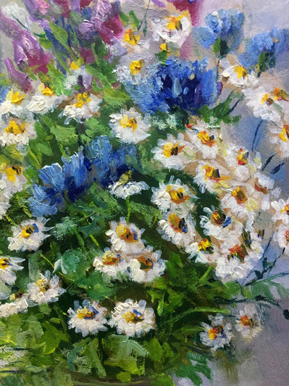 Double oil painting Daisies Pidgayko Lev Sergeevich