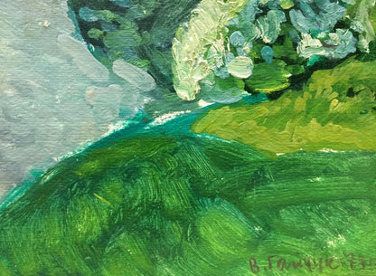 Serene Reflections: Gaiduk's Oil Artwork of the Pond