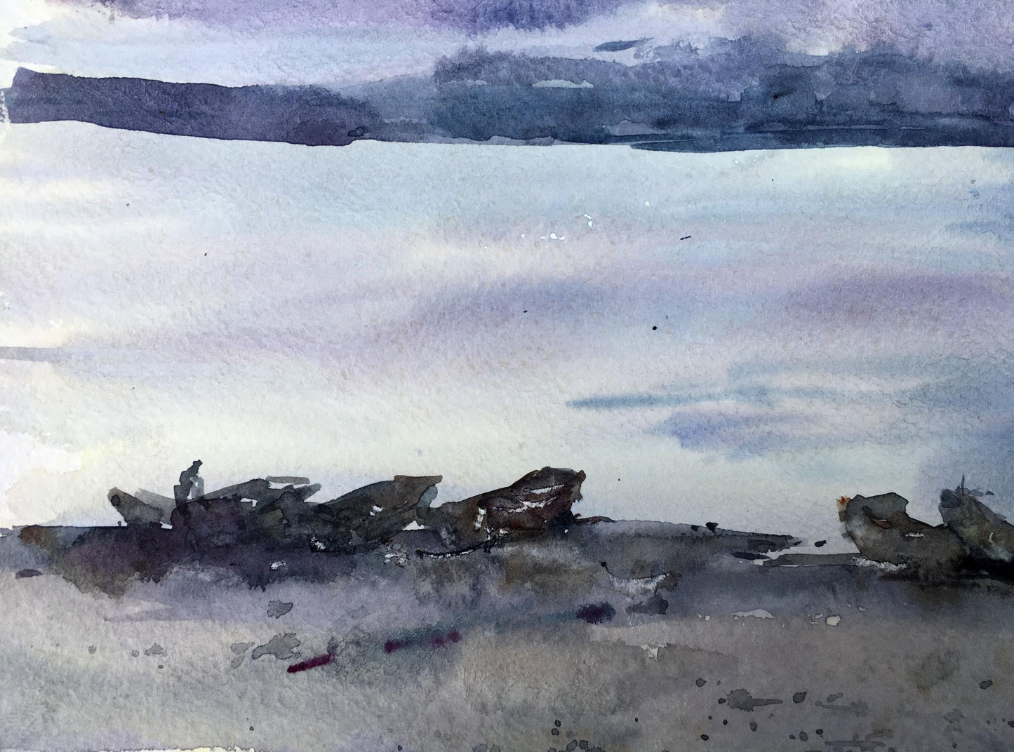 Watercolor painting Lonely shore Viktor Mikhailichenko