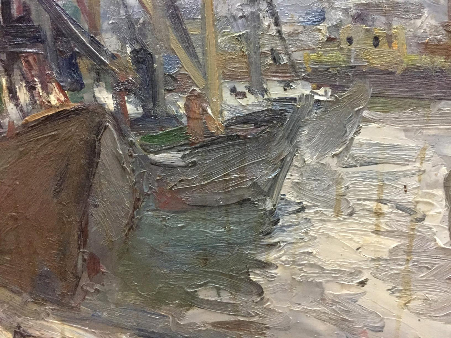 Oil painting Ship pier Karelin Vyacheslav
