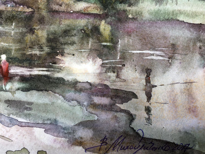 Viktor Mikhailichenko captures the essence of fishing in watercolor